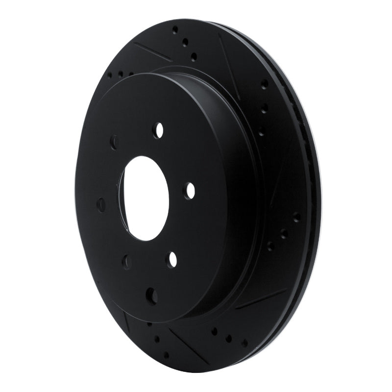 R1 10-24 Infiniti QX80 Rear Right Drilled & Slotted Black Brake Rotor