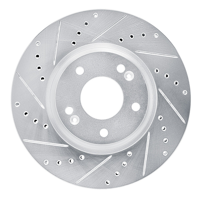 R1 15-19 Kia SOUL EV Front Left Drilled & Slotted Silver Brake Rotor
