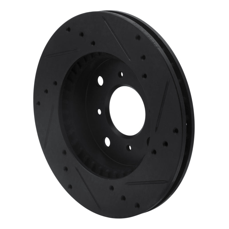 R1 92-96 Honda Prelude Front Left Drilled & Slotted Black Brake Rotor