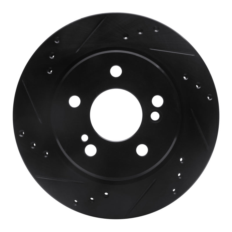 R1 92-94 Mercedes-Benz E500 Rear Left Drilled & Slotted Black Brake Rotor