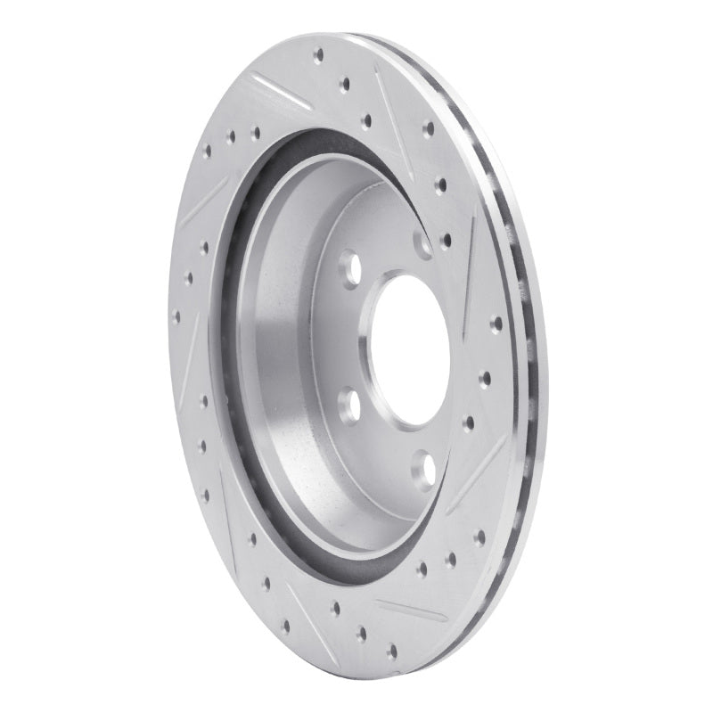 R1 94-04 Ford Mustang Rear Left Drilled & Slotted Silver Brake Rotor
