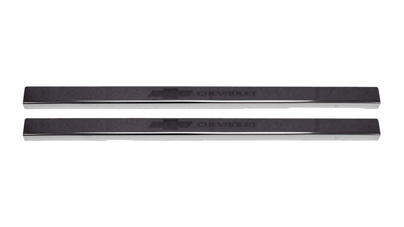 Putco 2019+ Chevrolet Silverado LD- Crew Cab w/ Bow Tie Etching (4pcs) Black Platinum Door Sills