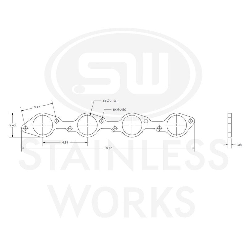 Stainless Works Big Block Chevy Round Port Header 304SS Exhaust Flanges 2-1/8in Primaries