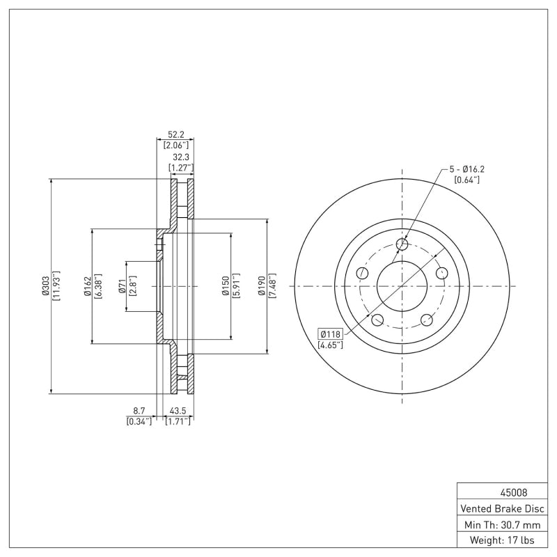 R1 97-05 Buick Park Avenue Front Brake Rotor