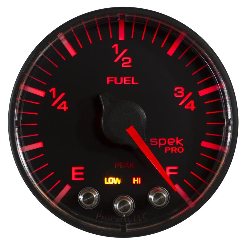 Autometer Spek-Pro Gauge Fuel Level 2 1/16in 0-270 Programmable Blk/Blk
