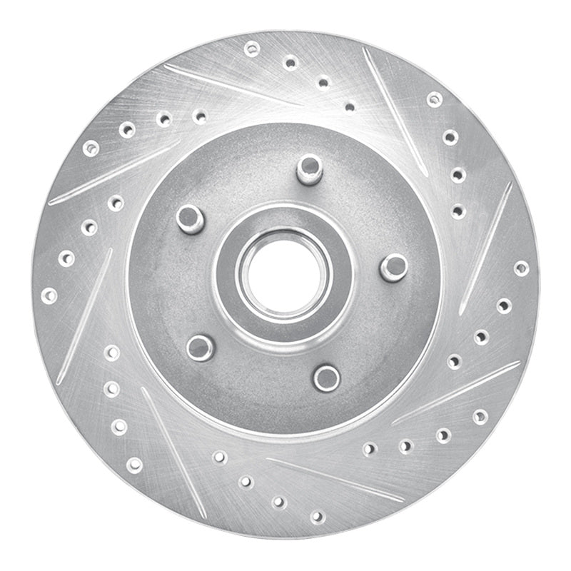 R1 1987-1990 Dodge Dakota RWD Front Right Drilled & Slotted Silver Brake Rotor