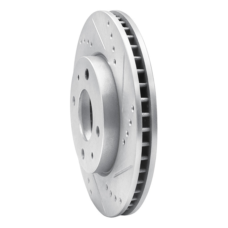 R1 04-04 Mitsubishi Lancer Front Right Drilled & Slotted Silver Brake Rotor