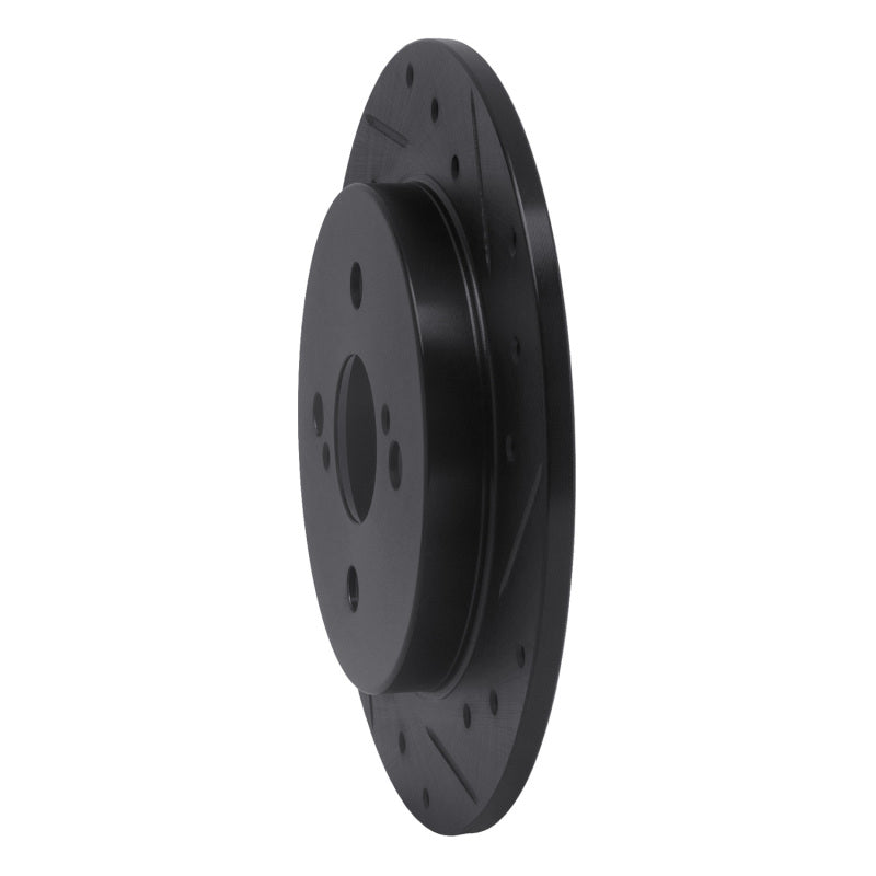 R1 12-18 Toyota Yaris (USA/Canada) Rear Right Drilled & Slotted Black Brake Rotor