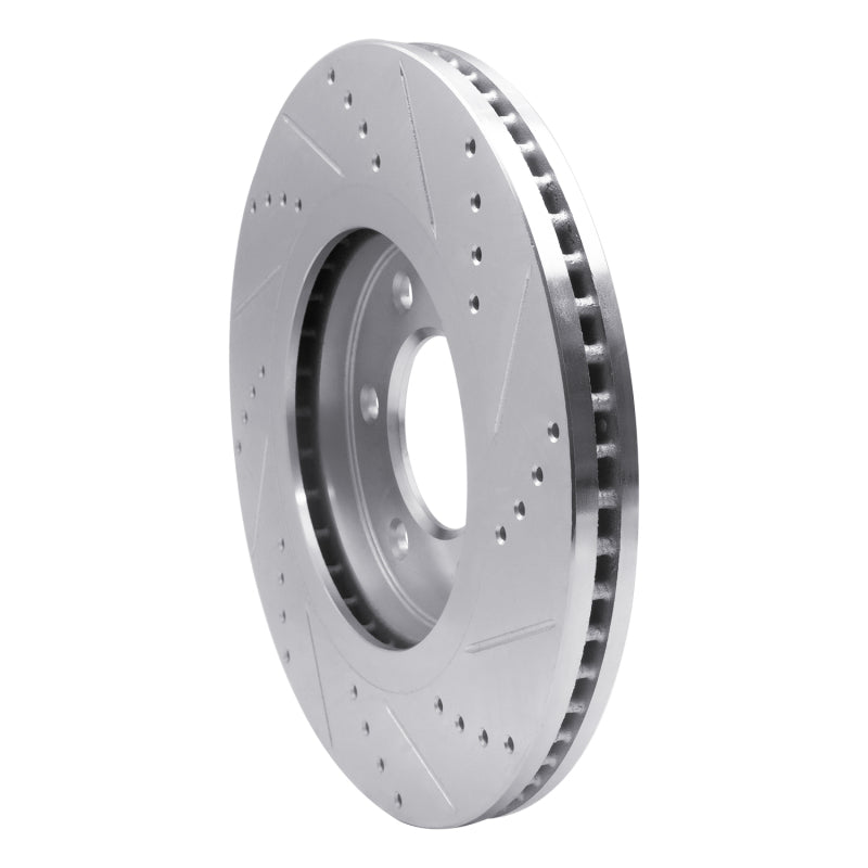 R1 07-24 Infiniti QX56 Front Left Drilled & Slotted Silver Brake Rotor