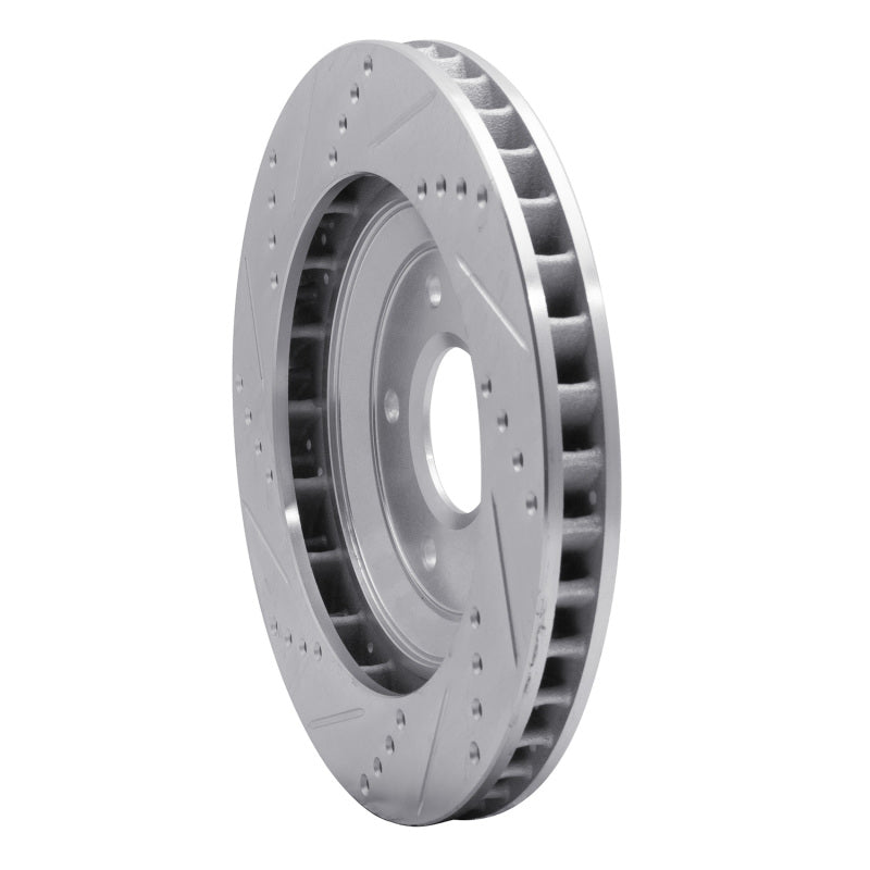 R1 97-09 Cadillac XLR Left Front Drilled & Slotted Silver Brake Rotor