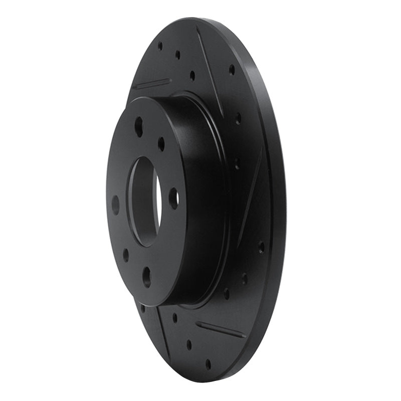 R1 2009-2019 Fiat 500 (USA/Canada) Rear Right Drilled & Slotted Black Brake Rotor
