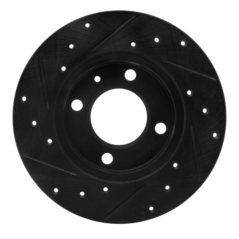 R1 73-05 Audi Fox Front Right Drilled & Slotted Black Brake Rotor