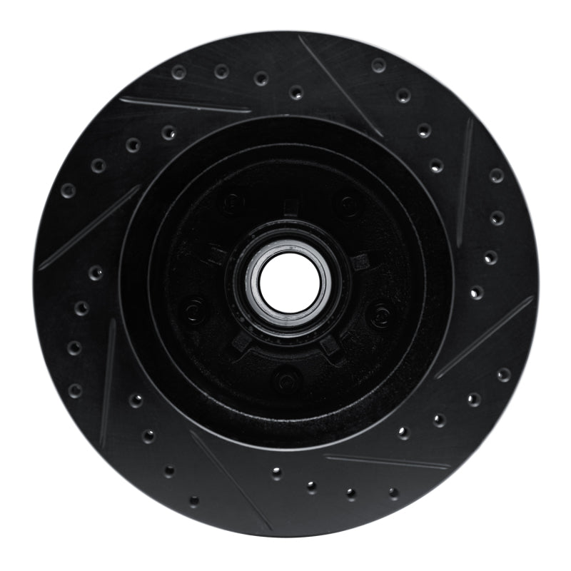 R1 90-90 Cadillac BROUGHAM Front Left Drilled & Slotted Black Brake Rotor