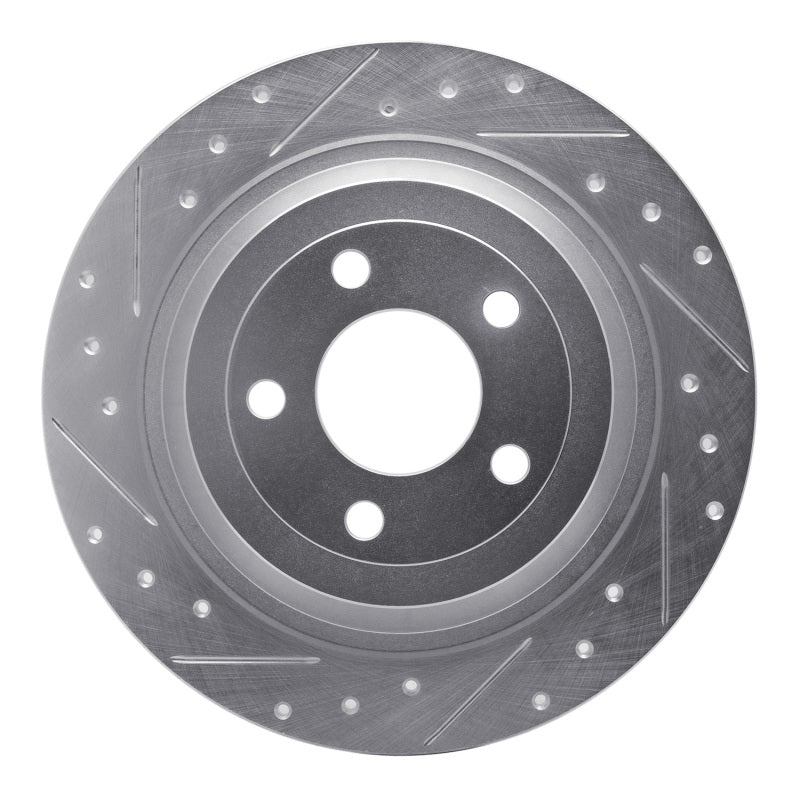 R1 15-23 Ford Mustang Rear Left Drilled & Slotted Silver Brake Rotor