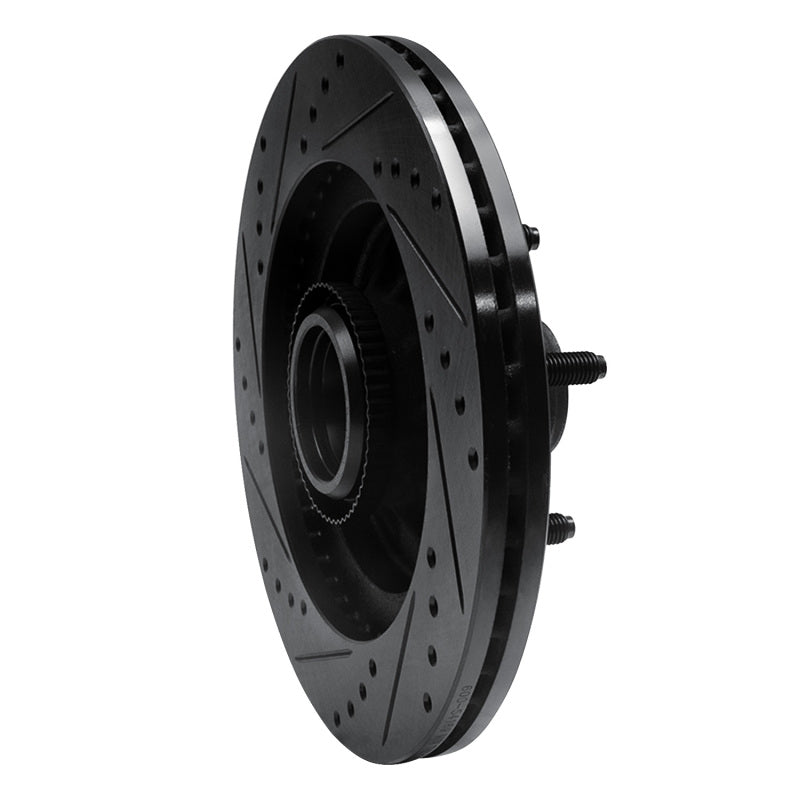 R1 00-04 Ford F-150 RWD Front Right Drilled & Slotted Black Brake Rotor