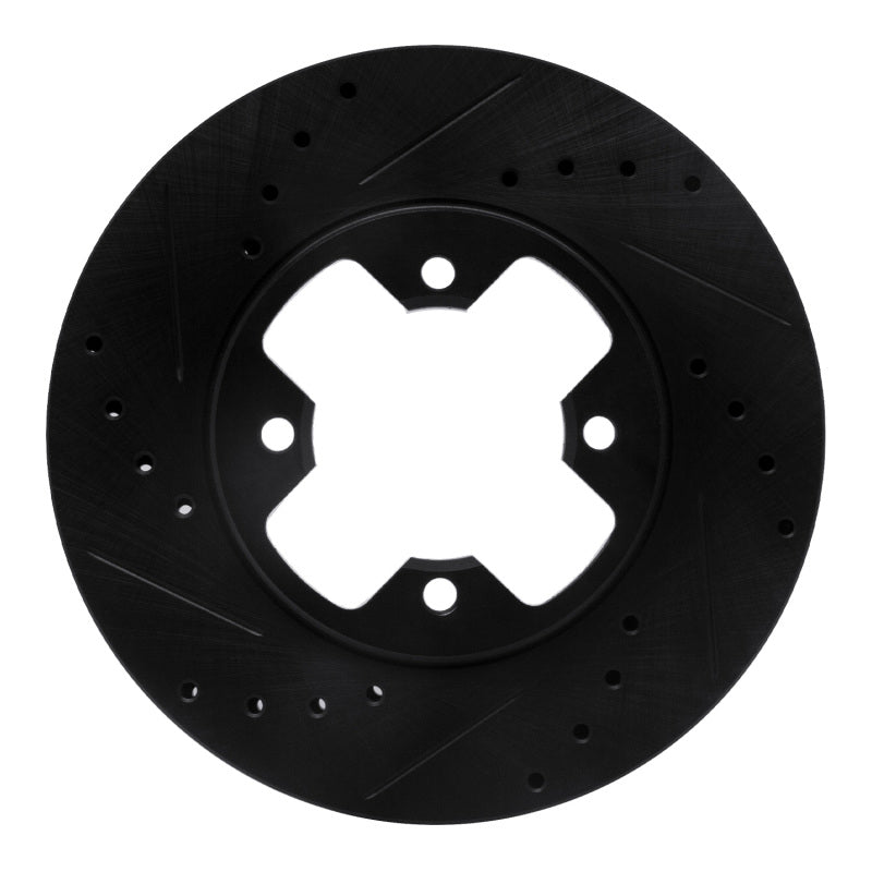 R1 79-83 Nissan 280ZX Front Left Drilled & Slotted Black Brake Rotor