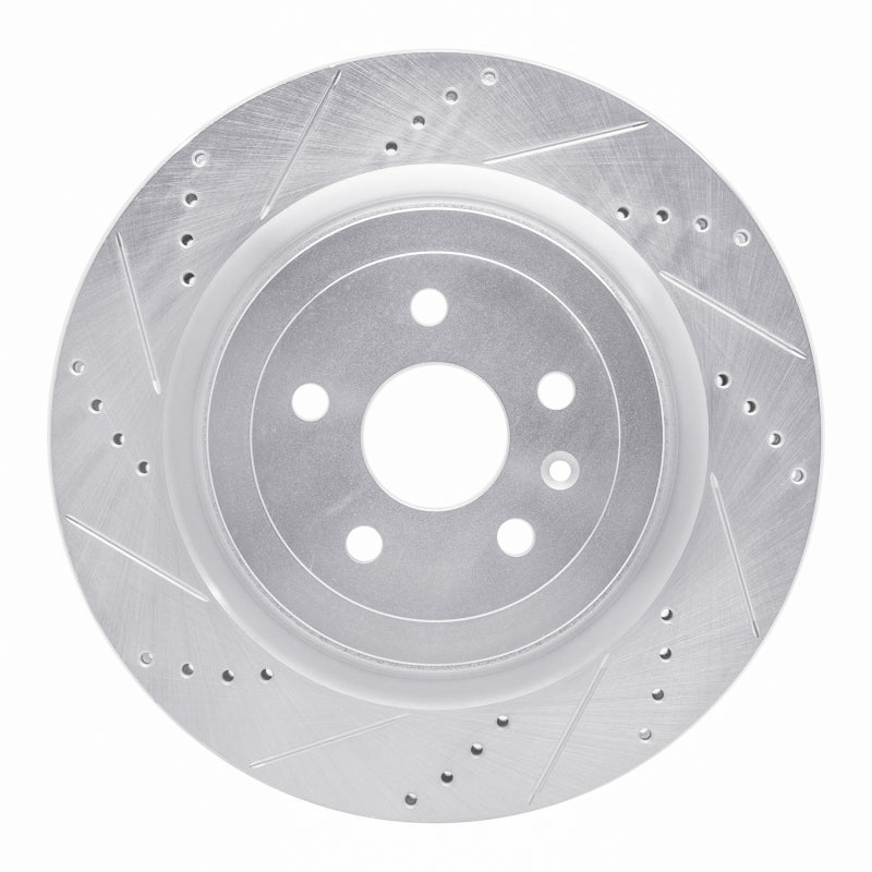 R1 09-24 Cadillac CTS Rear Left Drilled & Slotted Silver Brake Rotor