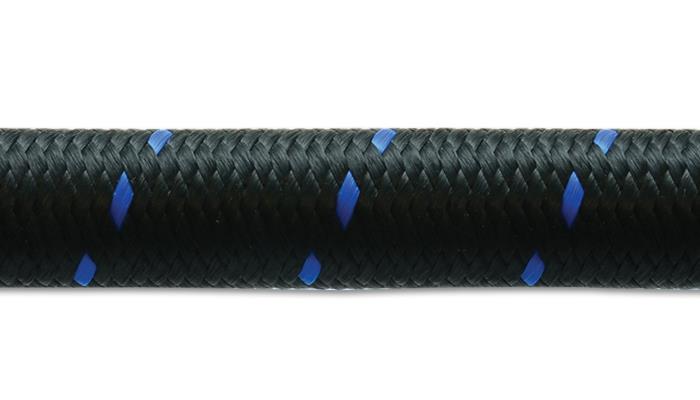 Vibrant -10 AN Two-Tone Black/Blue Nylon Braided Flex Hose (5 foot roll)