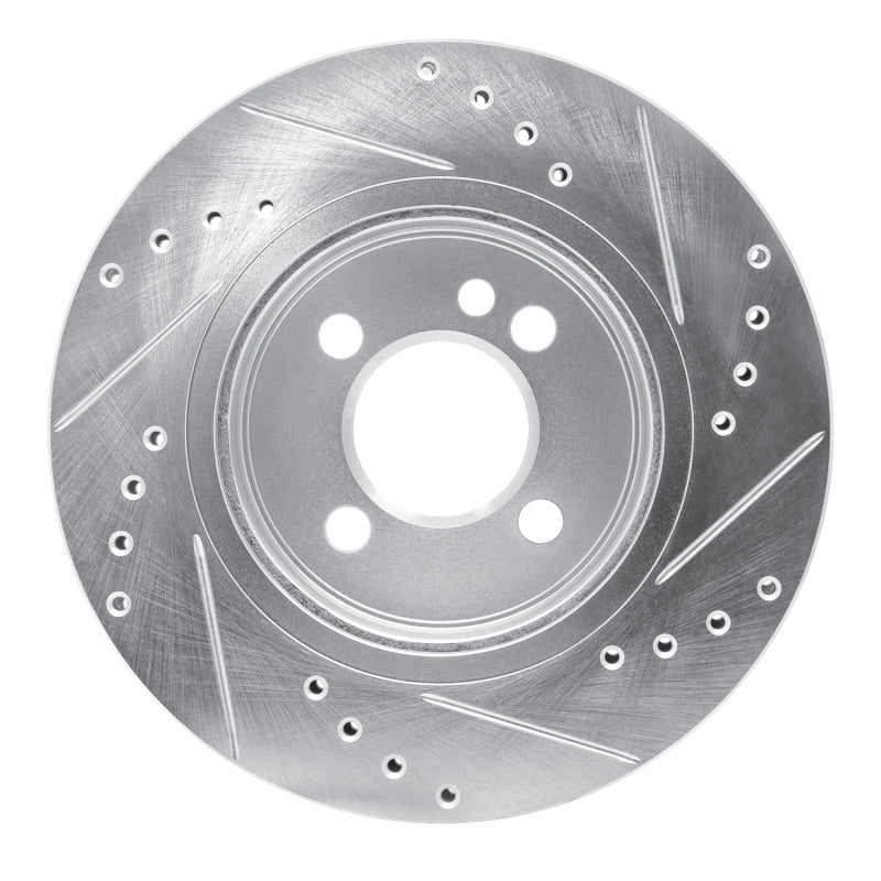 R1 02-08 Mini Cooper (Excl Clubman) Front Left Drilled & Slotted Silver Brake Rotor