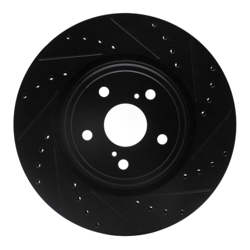R1 08-21 Lexus RX350 Front Right Drilled & Slotted Black Brake Rotor