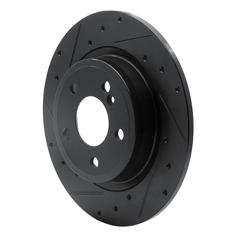 R1 14-20 Infiniti QX30 Rear Left Drilled & Slotted Black Brake Rotor