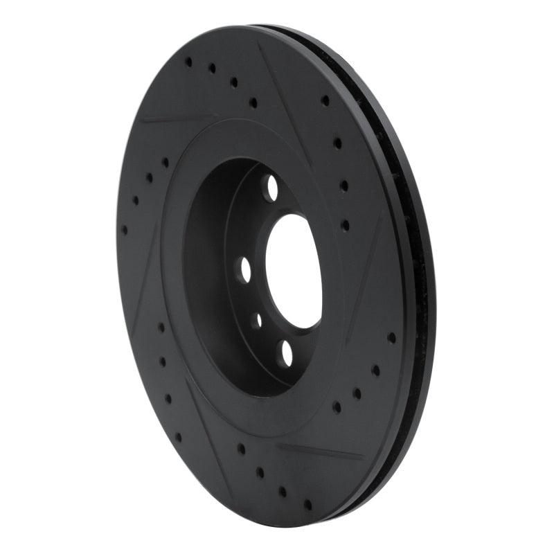 R1 98-15 Volkswagen Beetle Front Left Drilled & Slotted Black Brake Rotor