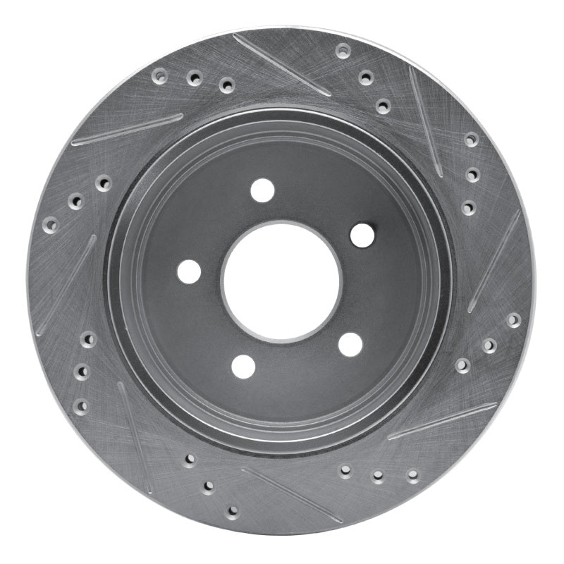 R1 03-11 Ford Crown Victoria Rear Left Drilled & Slotted Silver Brake Rotor