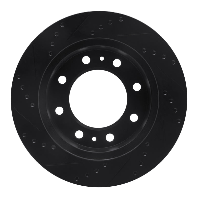 R1 08-20 Ford E-Super Duty Rear Right Drilled & Slotted Black Brake Rotor