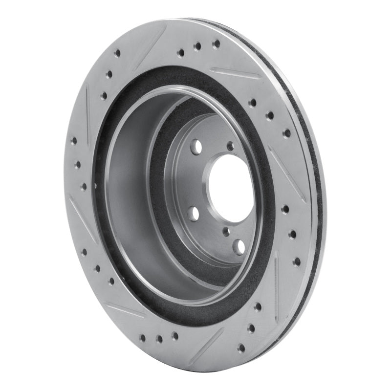 R1 05-09 Subaru Impreza Rear Right Drilled & Slotted Silver Brake Rotor
