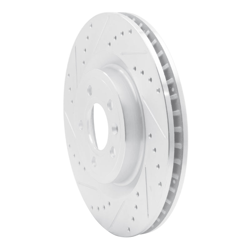 R1 11-14 Ford Mustang Front Left Drilled & Slotted Silver Brake Rotor