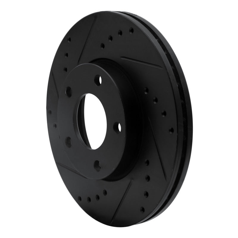 R1 04-13 Mazda 3 Front Left Drilled & Slotted Black Brake Rotor