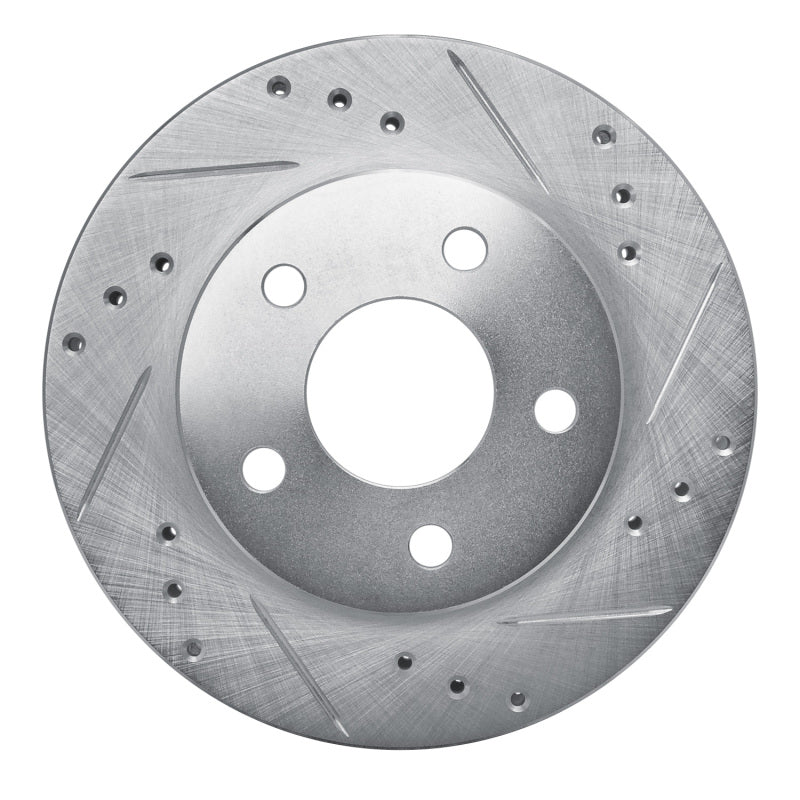 R1 86-92 Ford Taurus (Excl SHO) Rear Right Front Right Drilled & Slotted Silver Brake Rotor