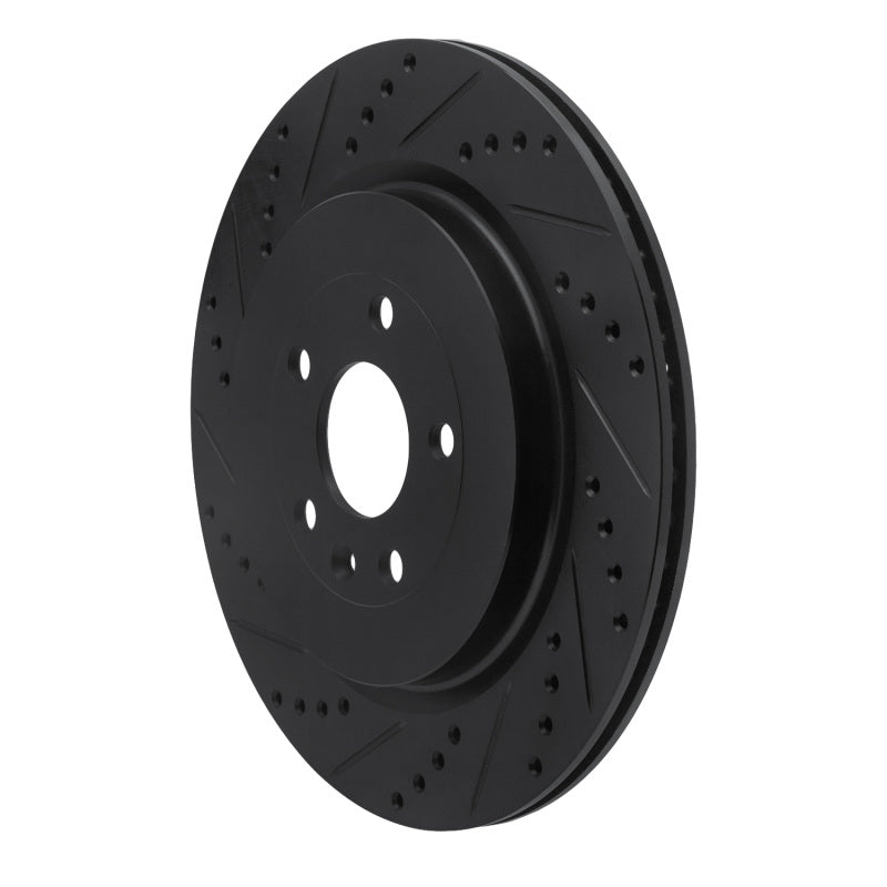 R1 13-19 Ford Police Interceptor Sedan Rear Left Drilled & Slotted Black Brake Rotor