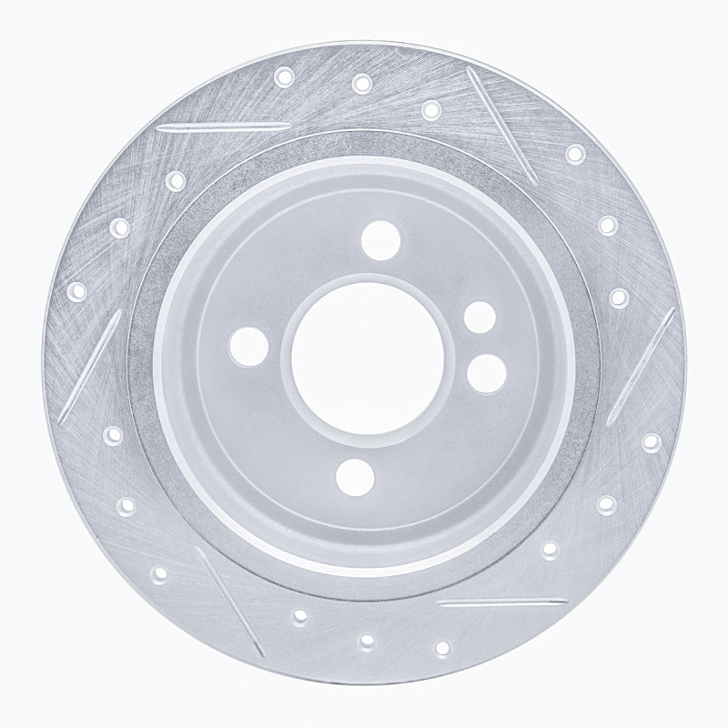 R1 02-15 Mini Cooper Clubman Rear Left Drilled & Slotted Silver Brake Rotor
