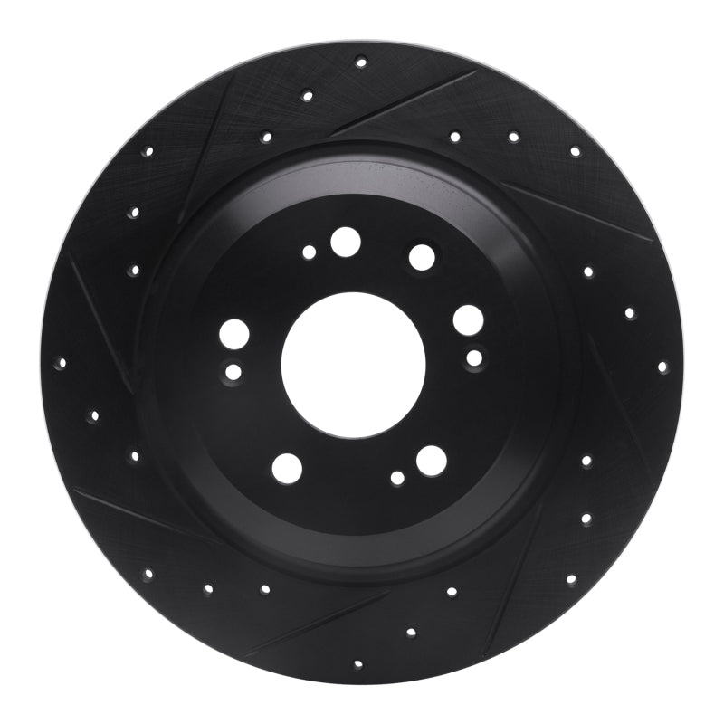 R1 09-14 Acura TL Rear Left Drilled & Slotted Black Brake Rotor