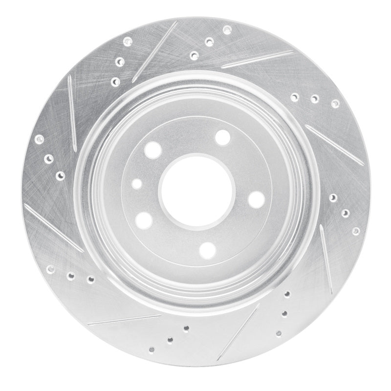 R1 14-19 Chevrolet Corvette Rear Right Drilled & Slotted Silver Brake Rotor