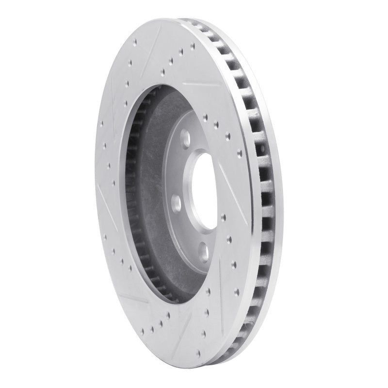 R1 05-14 Ford Mustang Front Right Drilled & Slotted Silver Brake Rotor