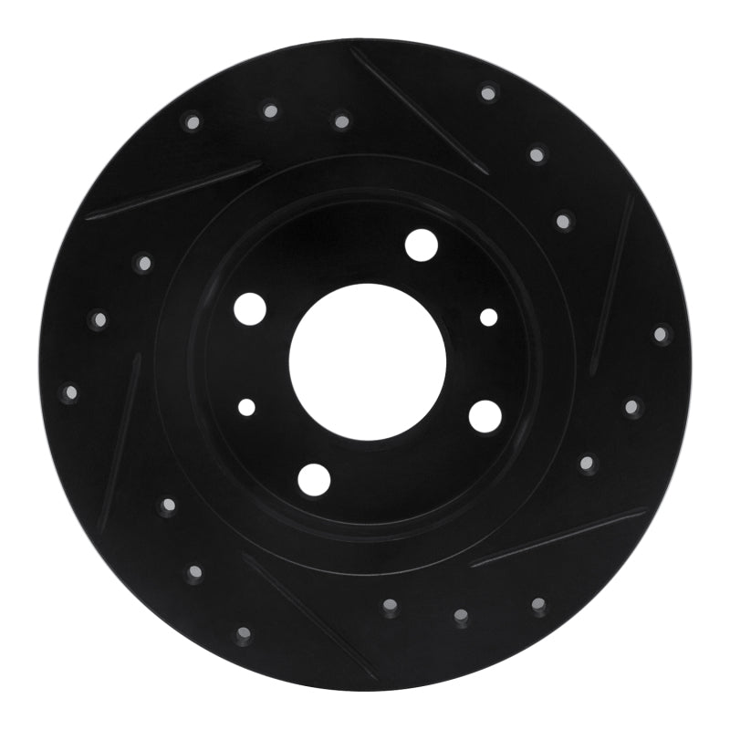 R1 86-06 Nissan Pulsar NX Front Left Drilled & Slotted Black Brake Rotor