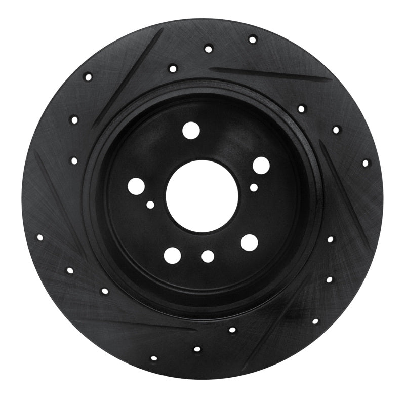 R1 92-03 Lexus ES300 Rear Right Drilled & Slotted Black Brake Rotor