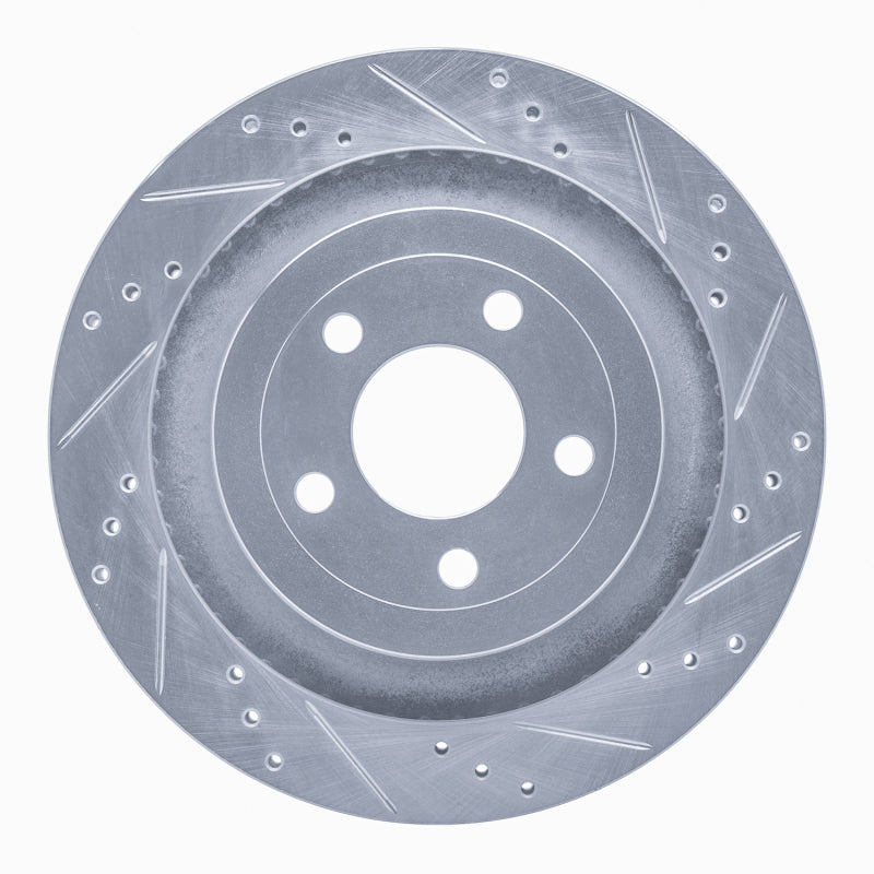 R1 15-23 Ford Mustang Rear Right Drilled & Slotted Silver Brake Rotor