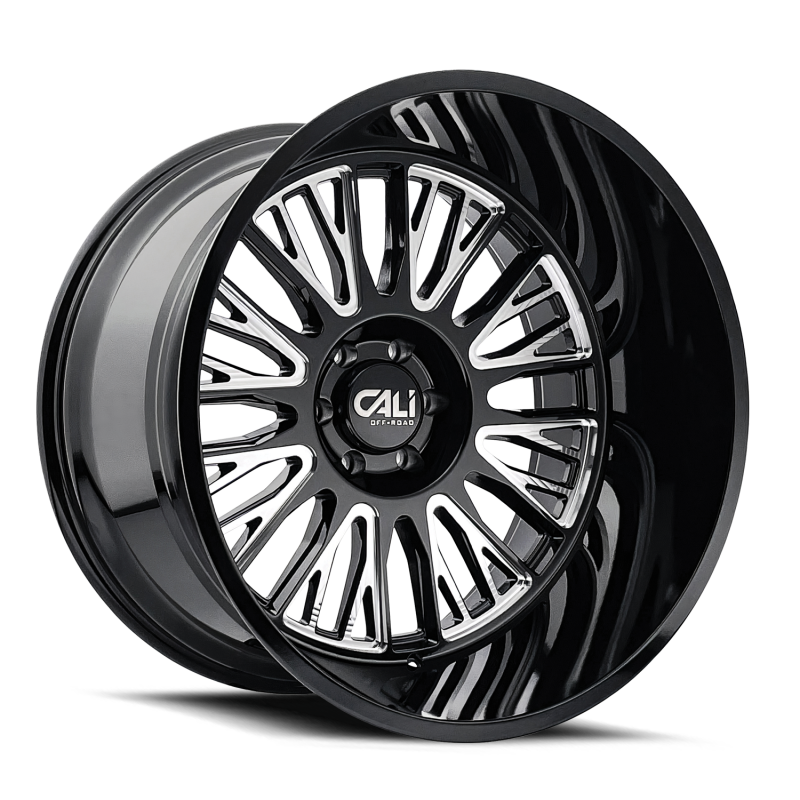 Cali Off-Road 9116 Vertex 24x14 / 8x170 BP / -76mm Offset / 125.2mm Hub Gloss Black Milled Wheel