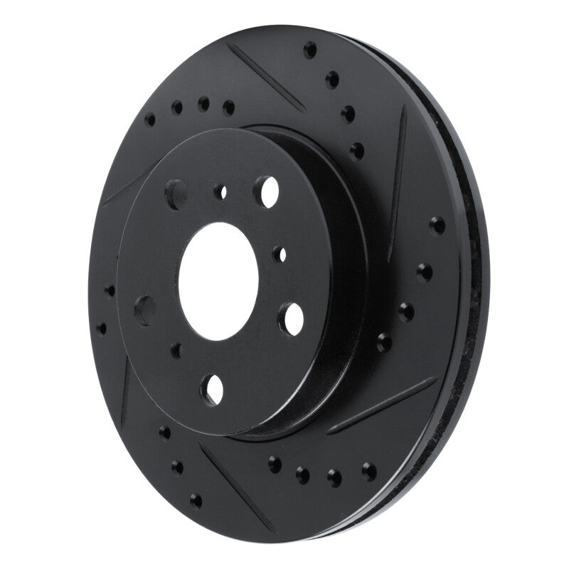 R1 83-86 Toyota Camry Front Right Drilled & Slotted Black Brake Rotor