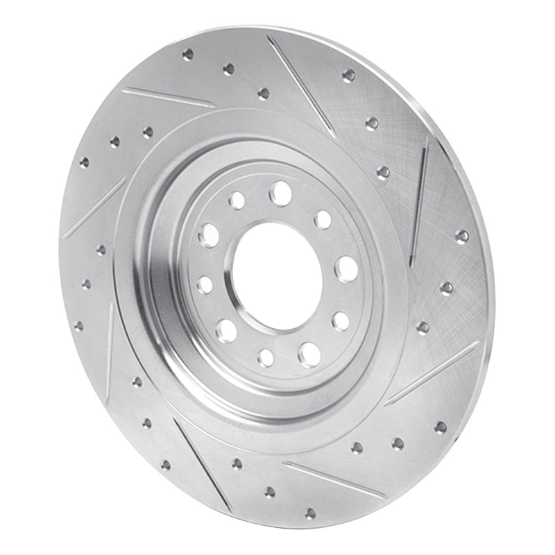 DFC 14-23 Jeep Cherokee Rear Left Drilled & Slotted Silver Brake Rotor