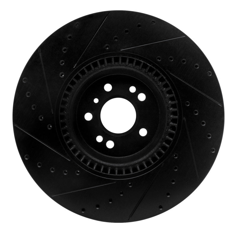 R1 07-09 Mercedes-Benz GL320 Front Right Drilled & Slotted Black Brake Rotor