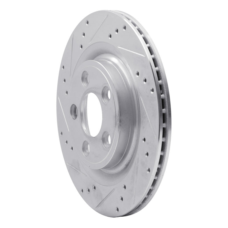 R1 06-08 Jaguar S-Type Rear Left Drilled & Slotted Silver Brake Rotor