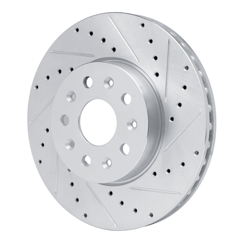 R1 14-20 Cadillac CT6 Front Right Drilled & Slotted Silver Brake Rotor