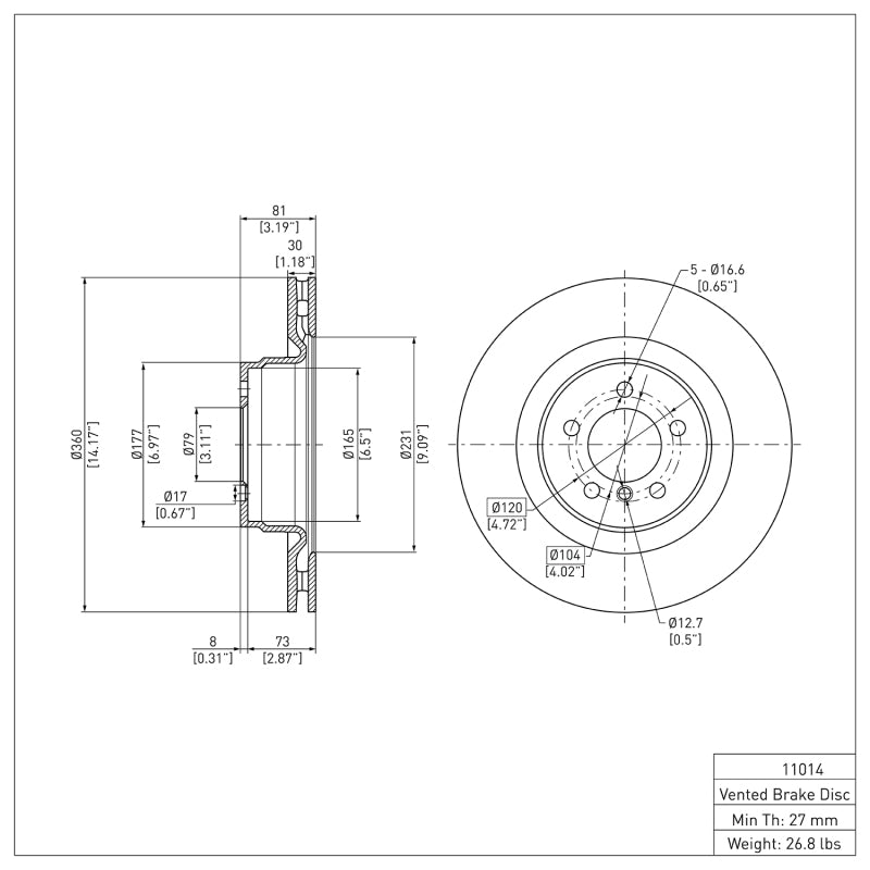 R1 06-12 Land Rover Range Rover Front Brake Rotor