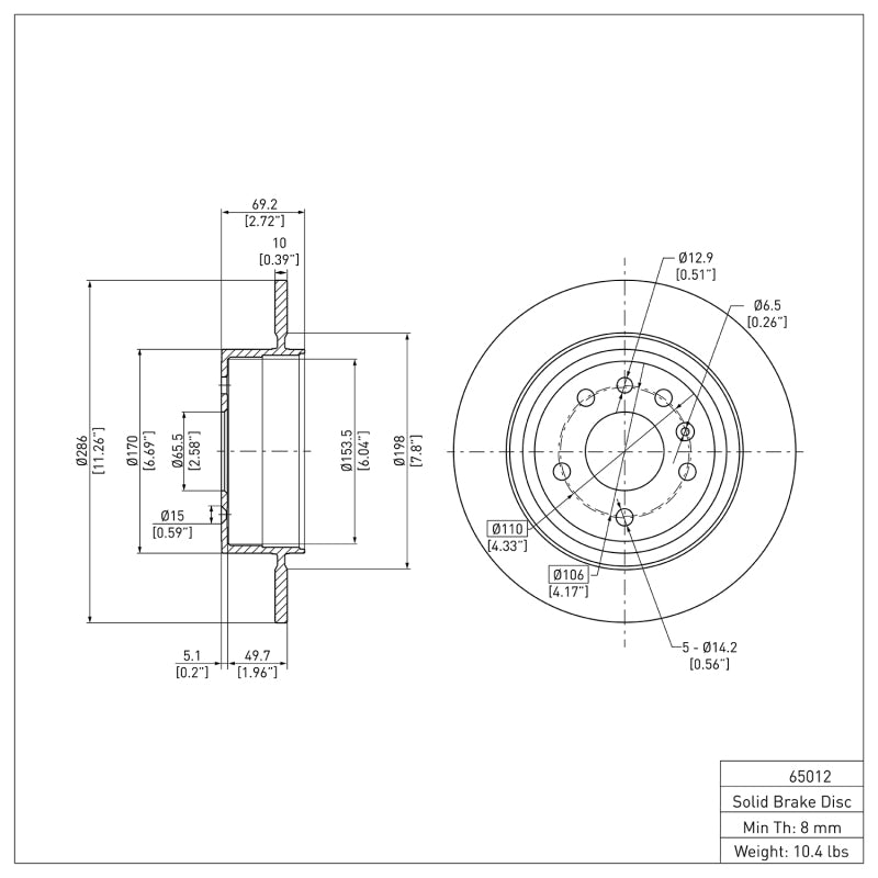 R1 99-10 Saab 9-5 Rear Brake Rotor
