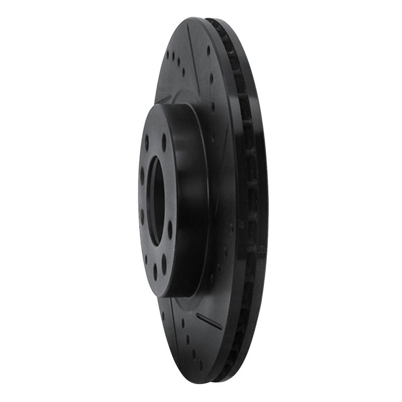 R1 06-15 Mazda MX-5 Miata Front Right Drilled & Slotted Black Brake Rotor