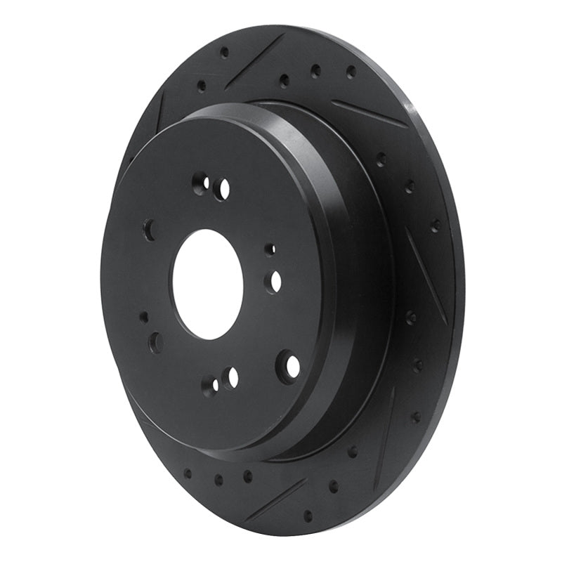 R1 2005-2018 Acura RDX Rear Left Drilled & Slotted Black Brake Rotor